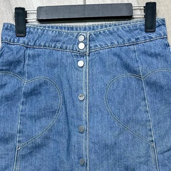 Button-Front Denim Short Skirt - Picture 3 of 3